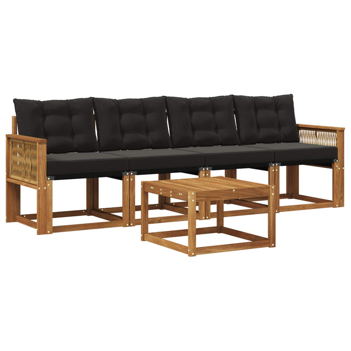 Set de canapele de exterior cu pernă 5 pcs Natural și Negru WALTI