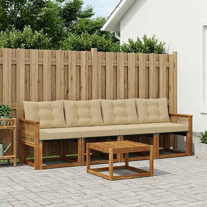Set de canapele de exterior cu pernă 5 pcs Natural și Bej WALTI