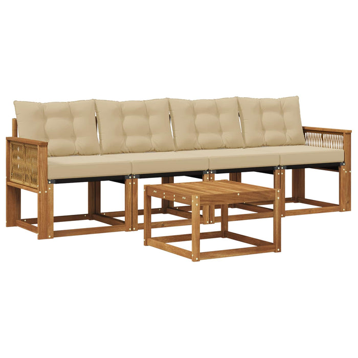 Set de canapele de exterior cu pernă 5 pcs Natural și Bej WALTI