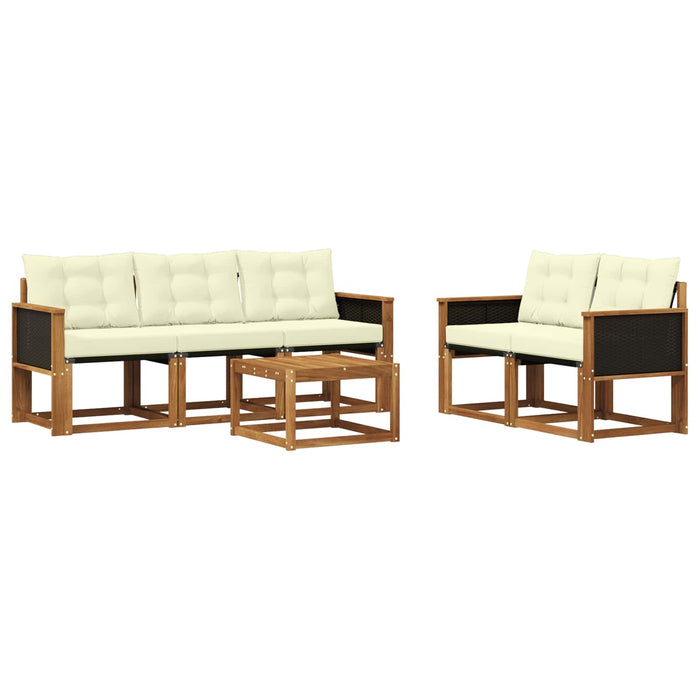 Set de canapele de exterior cu pernă 6 pcs Natural și Crem WALTI
