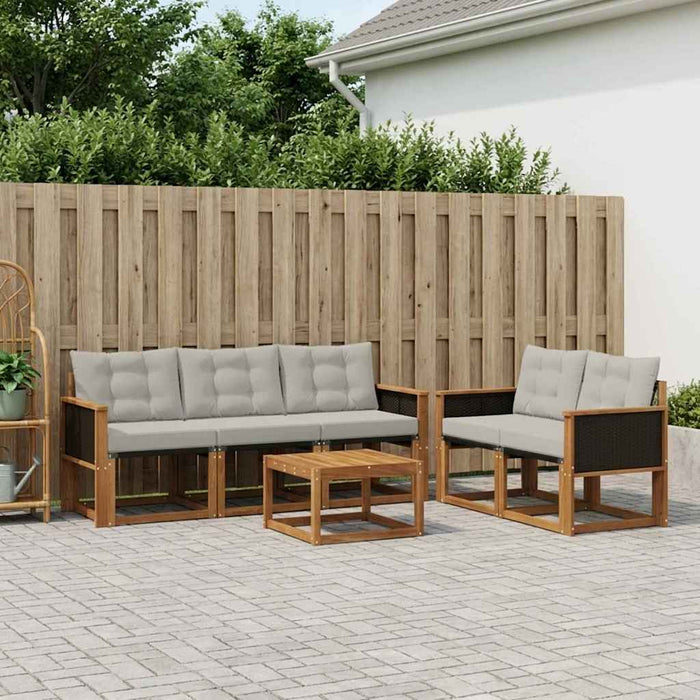 Set de canapele de exterior 6 pcs Natural și gri deschis WALTI