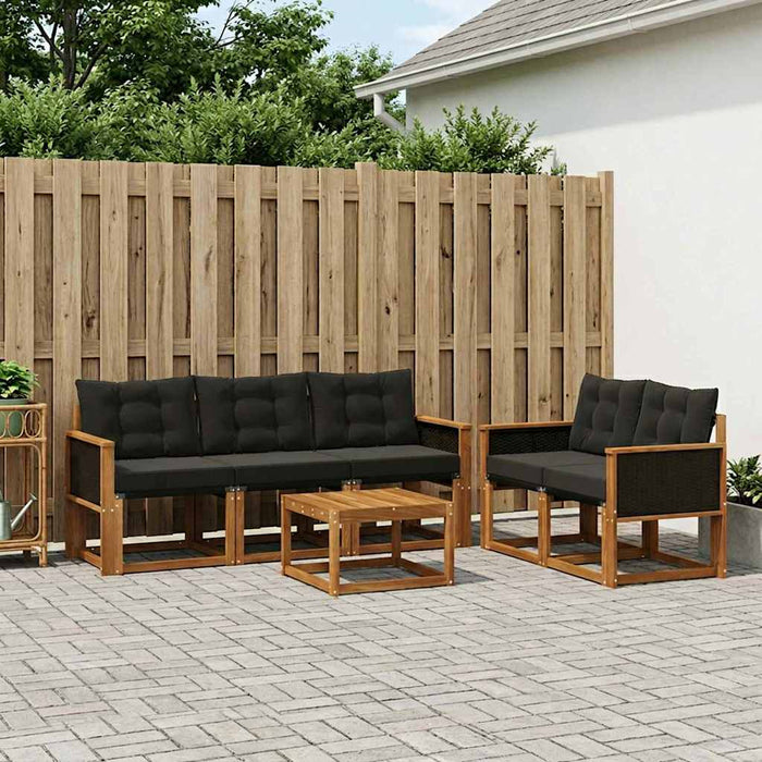 Set de canapele de exterior cu pernă 6 pcs Natural și Negru WALTI