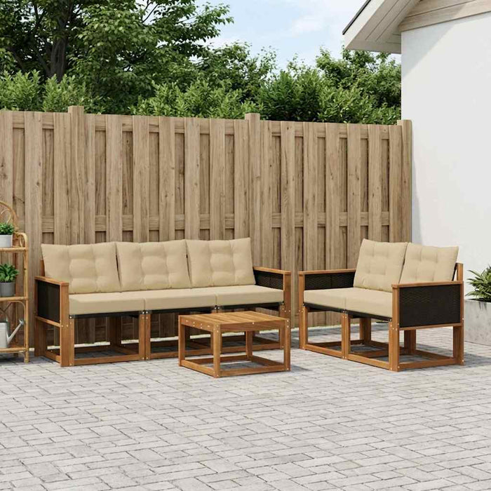 Set de canapele de exterior cu pernă 6 pcs Natural și Bej WALTI