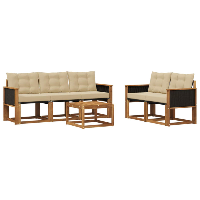 Set de canapele de exterior cu pernă 6 pcs Natural și Bej WALTI