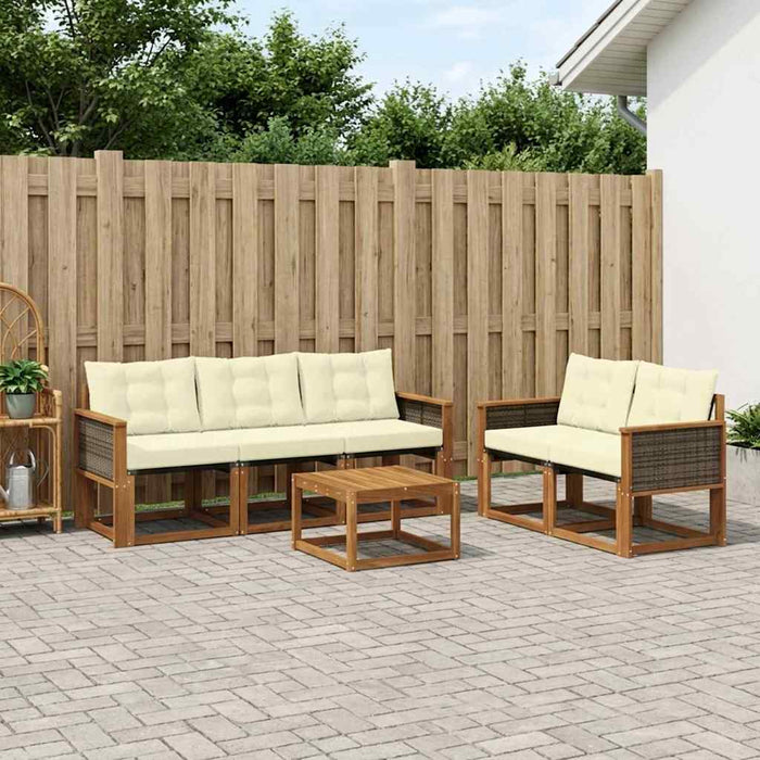 Set de canapele de exterior cu pernă 6 pcs Natural și Crem WALTI