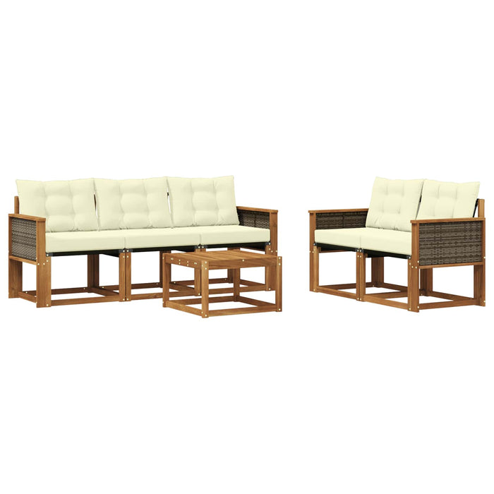 Set de canapele de exterior cu pernă 6 pcs Natural și Crem WALTI