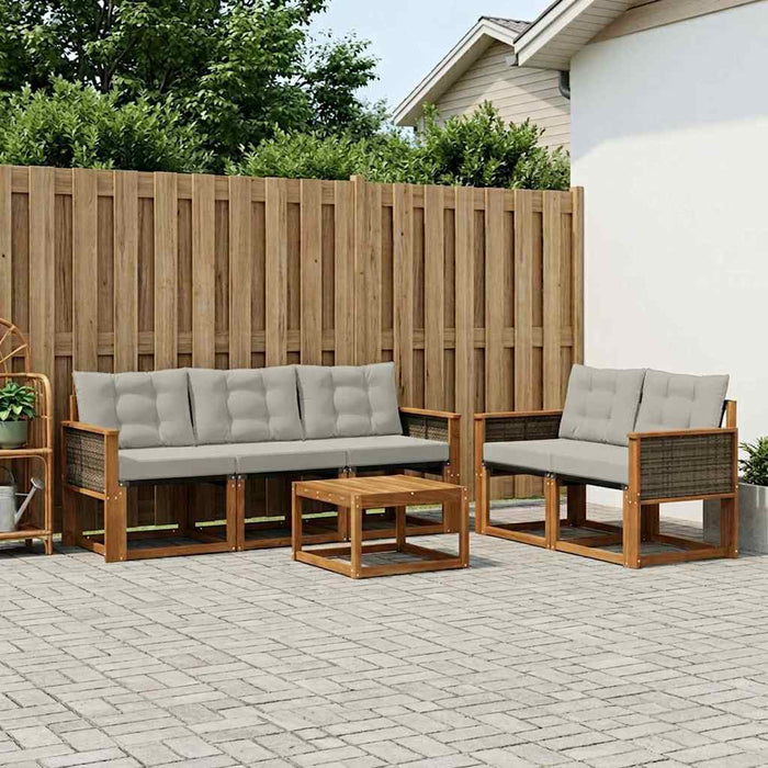 Set de canapele de exterior 6 pcs Natural și gri deschis WALTI