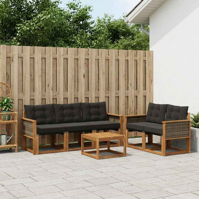 Set de canapele de exterior cu pernă 6 pcs Natural și Negru WALTI