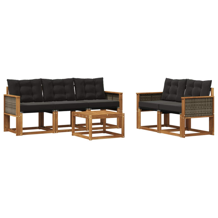 Set de canapele de exterior cu pernă 6 pcs Natural și Negru WALTI