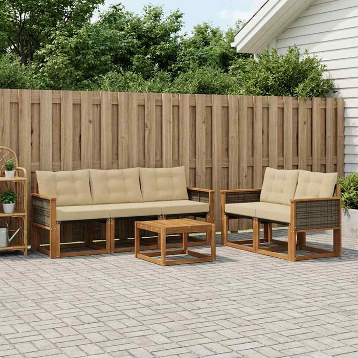 Set de canapele de exterior cu pernă 6 pcs Natural și Bej WALTI