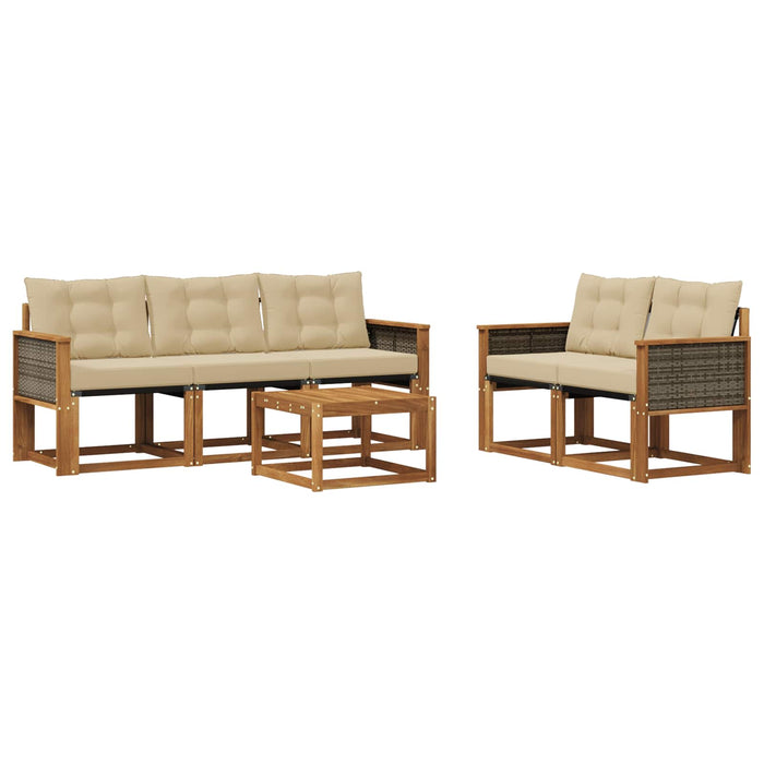 Set de canapele de exterior cu pernă 6 pcs Natural și Bej WALTI