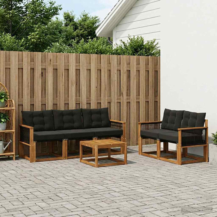 Set de canapele de exterior cu pernă 6 pcs Natural și Negru WALTI