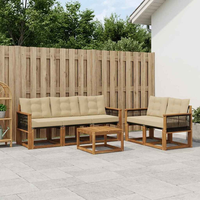 Set de canapele de exterior cu pernă 6 pcs Natural și Bej WALTI