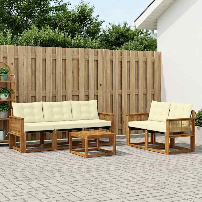 Set de canapele de exterior cu pernă 6 pcs Natural și Crem WALTI