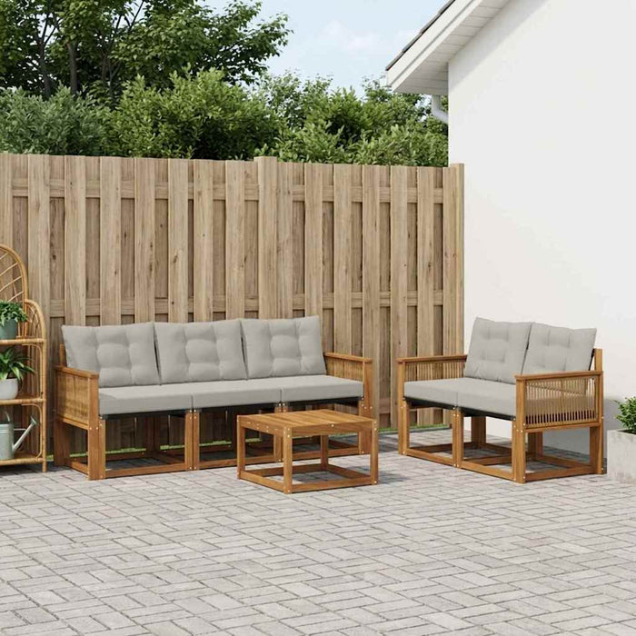 Set de canapele de exterior 6 pcs Natural și gri deschis WALTI