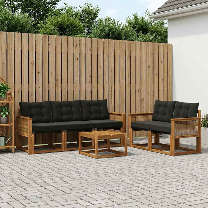 Set de canapele de exterior cu pernă 6 pcs Natural și Negru WALTI