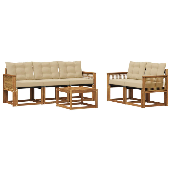 Set de canapele de exterior cu pernă 6 pcs Natural și Bej WALTI