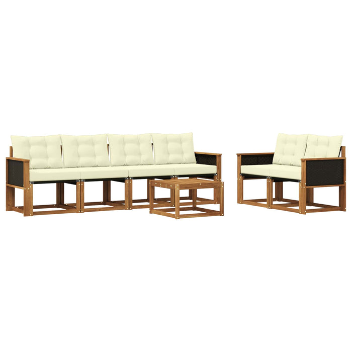 Set de canapele de exterior cu pernă 7 pcs Natural și Crem WALTI