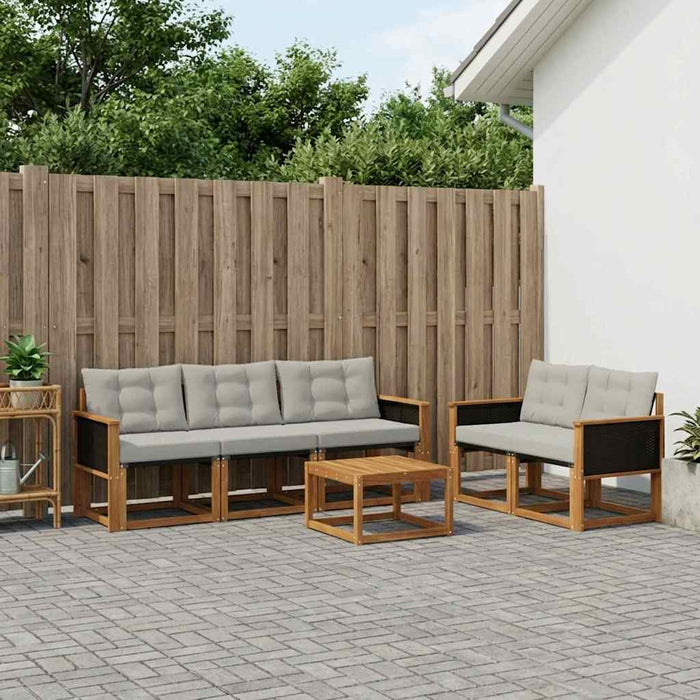 Set de canapele de exterior 7 pcs Natural și gri deschis WALTI