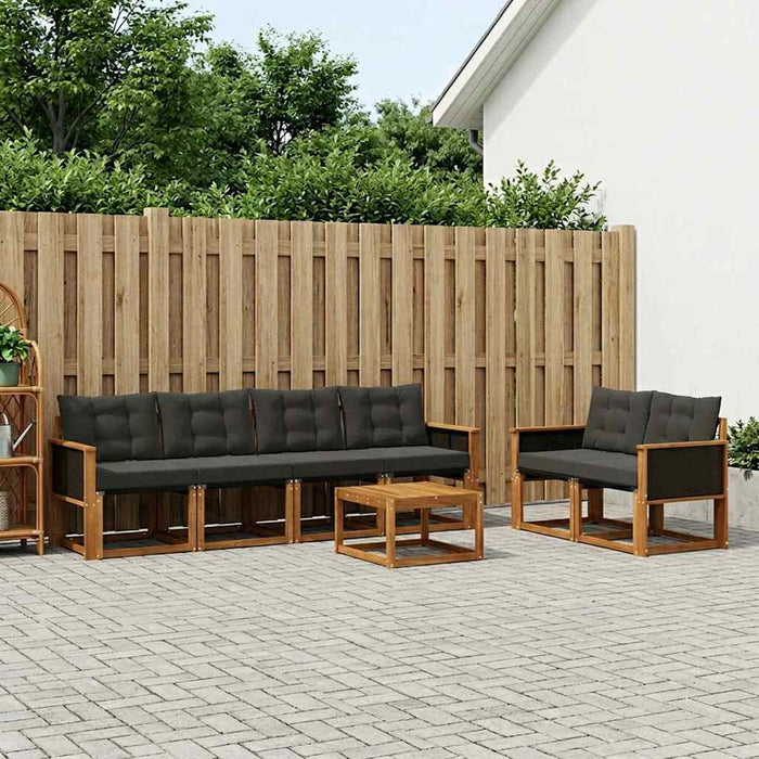 Set de canapele de exterior cu pernă 7 pcs Natural și Negru WALTI