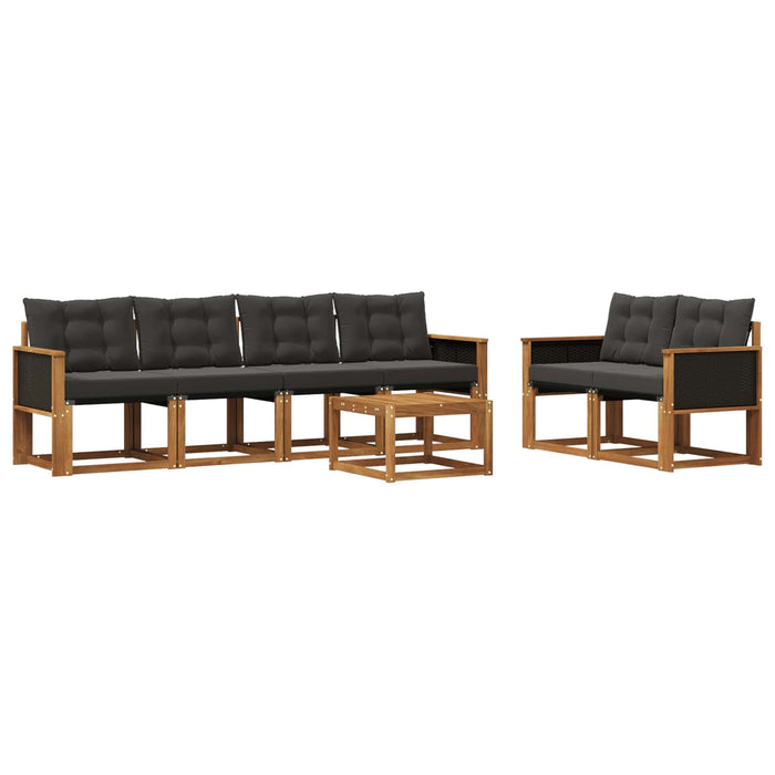 Set de canapele de exterior cu pernă 7 pcs Natural și Negru WALTI