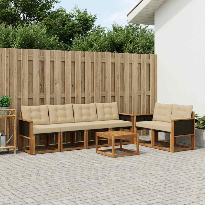 Set de canapele de exterior cu pernă 7 pcs Natural și Bej WALTI