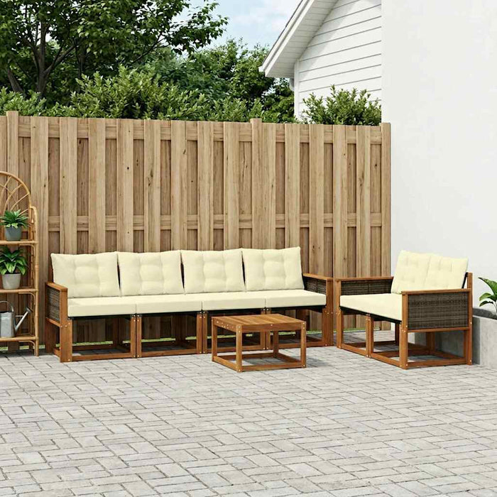 Set de canapele de exterior cu pernă 7 pcs Natural și Crem WALTI