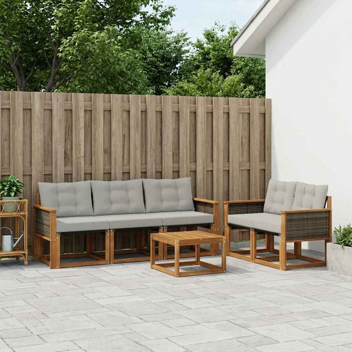 Set de canapele de exterior 7 pcs Natural și gri deschis WALTI