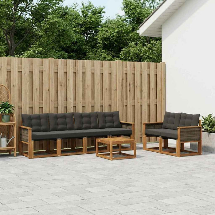 Set de canapele de exterior cu pernă 7 pcs Natural și Negru WALTI