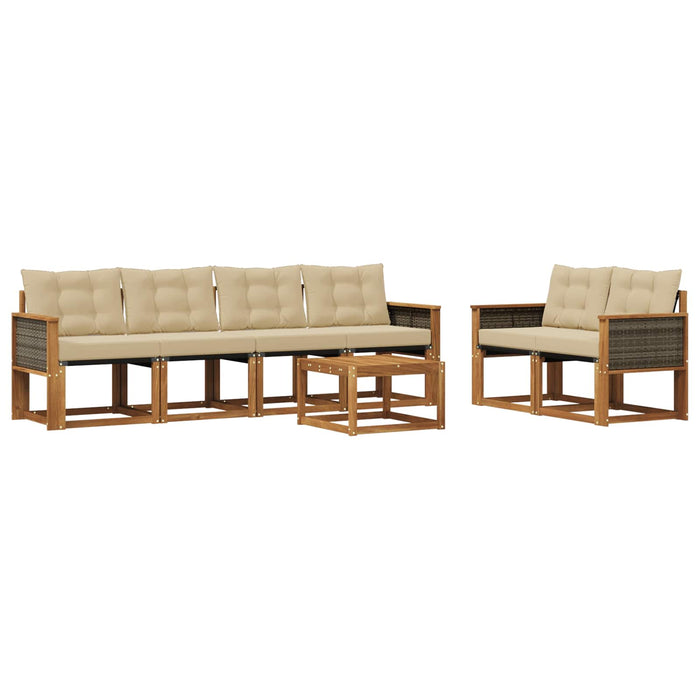 Set de canapele de exterior cu pernă 7 pcs Natural și Bej WALTI