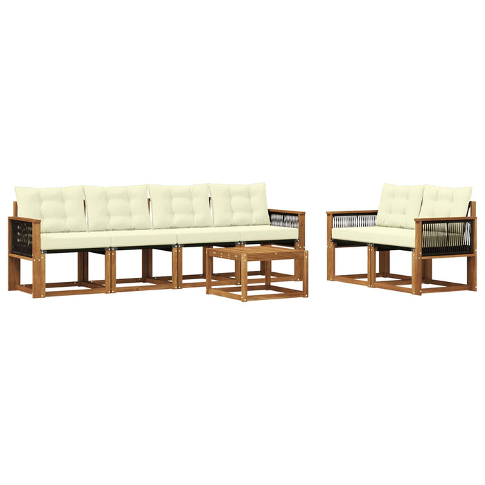Set de canapele de exterior cu pernă 7 pcs Natural și Crem WALTI