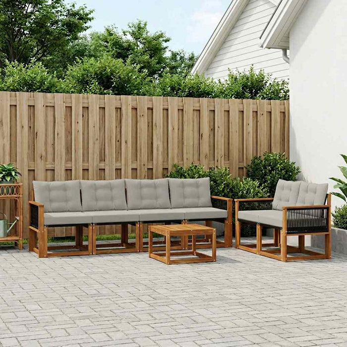Set de canapele de exterior 7 pcs Natural și gri deschis WALTI
