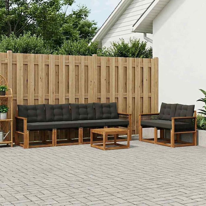 Set de canapele de exterior cu pernă 7 pcs Natural și Negru WALTI