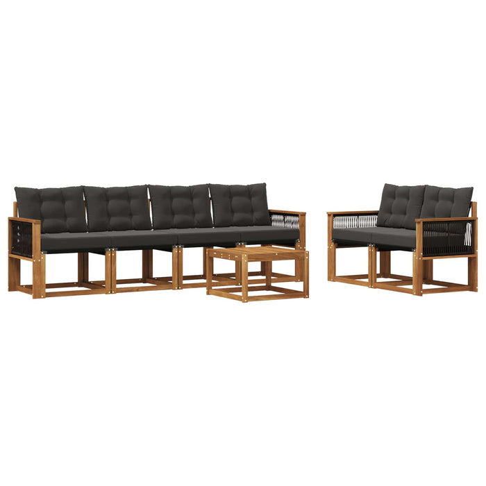Set de canapele de exterior cu pernă 7 pcs Natural și Negru WALTI