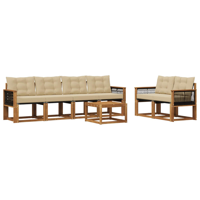 Set de canapele de exterior cu pernă 7 pcs Natural și Bej WALTI