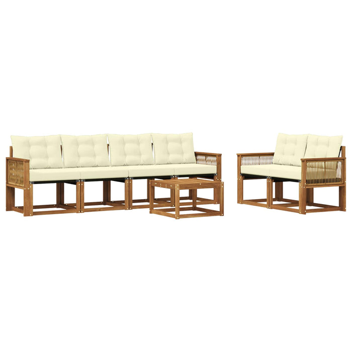 Set de canapele de exterior cu pernă 7 pcs Natural și Crem WALTI