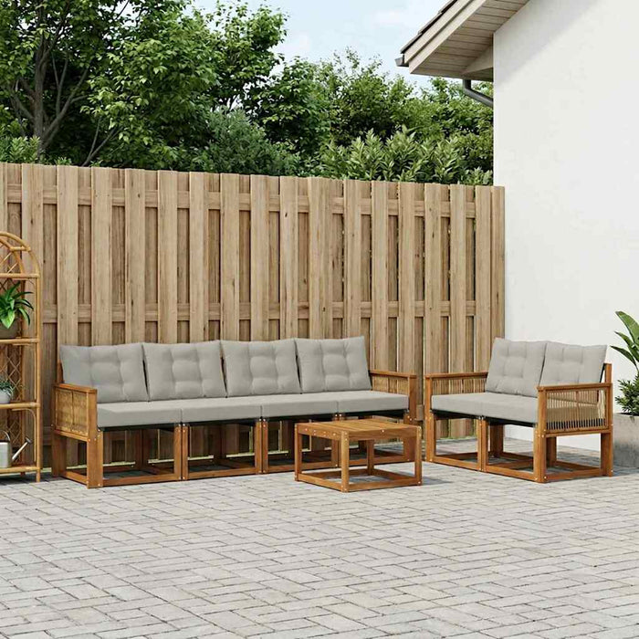 Set de canapele de exterior 7 pcs Natural și gri deschis WALTI