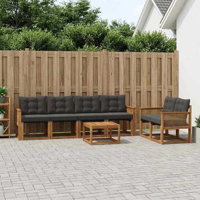 Set de canapele de exterior cu pernă 7 pcs Natural și Negru WALTI