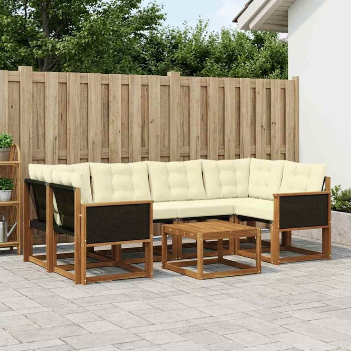 Set de canapele de exterior cu pernă 7 pcs Natural și Crem WALTI