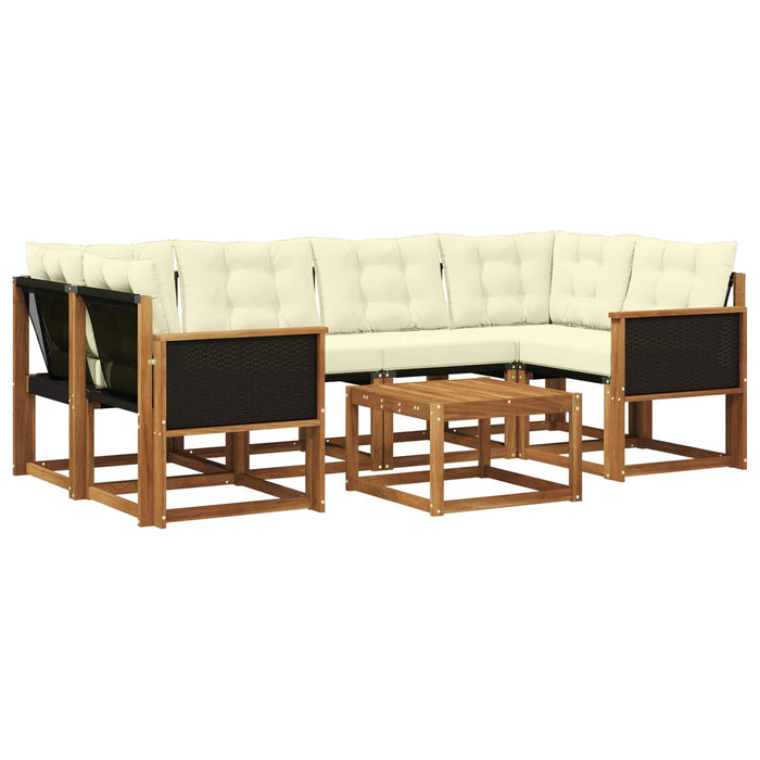 Set de canapele de exterior cu pernă 7 pcs Natural și Crem WALTI