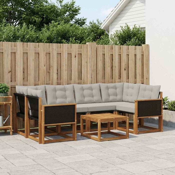 Set de canapele de exterior 7 pcs Natural și gri deschis WALTI