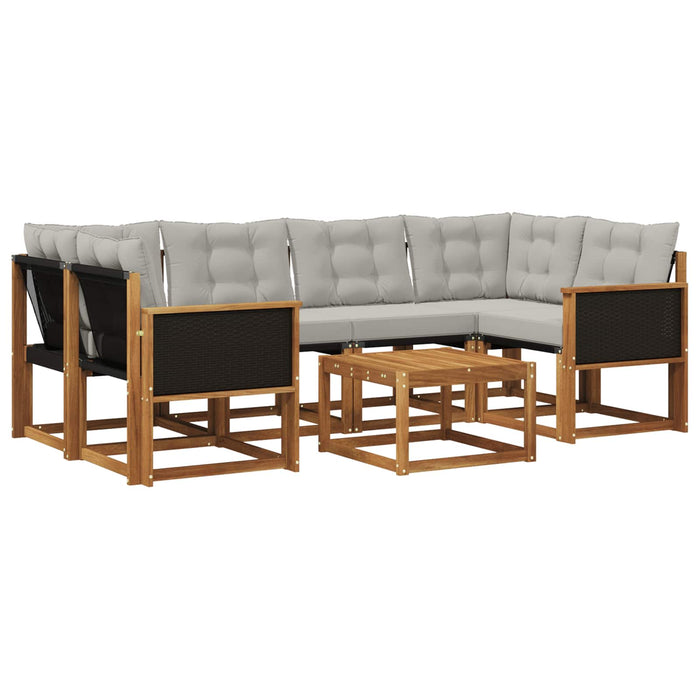 Set de canapele de exterior 7 pcs Natural și gri deschis WALTI