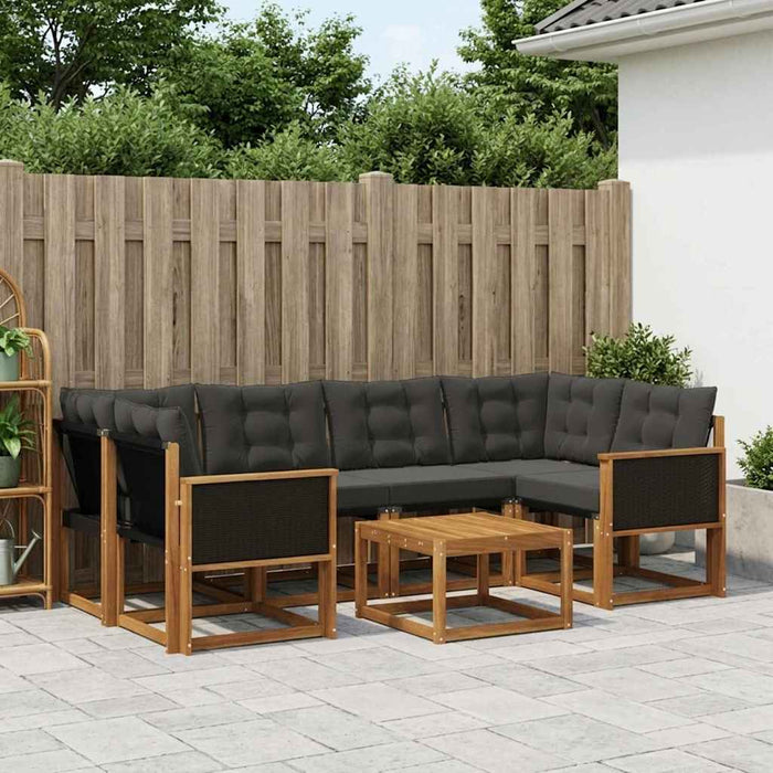 Set de canapele de exterior cu pernă 7 pcs Natural și Negru WALTI