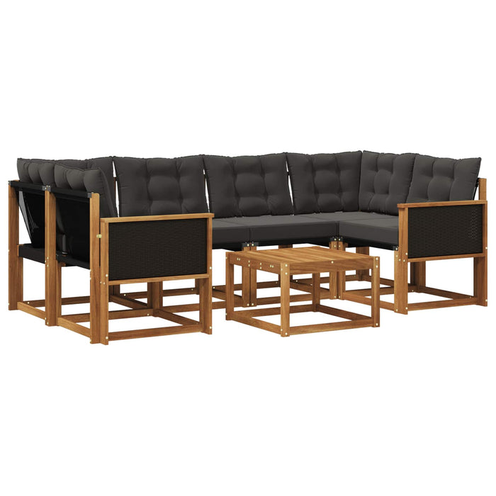 Set de canapele de exterior cu pernă 7 pcs Natural și Negru WALTI