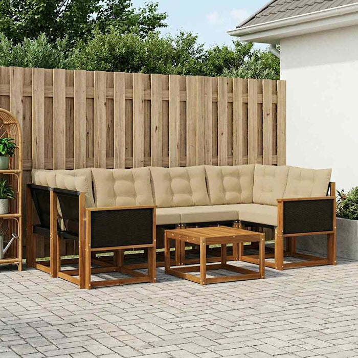 Set de canapele de exterior cu pernă 7 pcs Natural și Bej WALTI