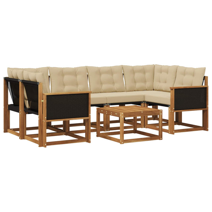 Set de canapele de exterior cu pernă 7 pcs Natural și Bej WALTI