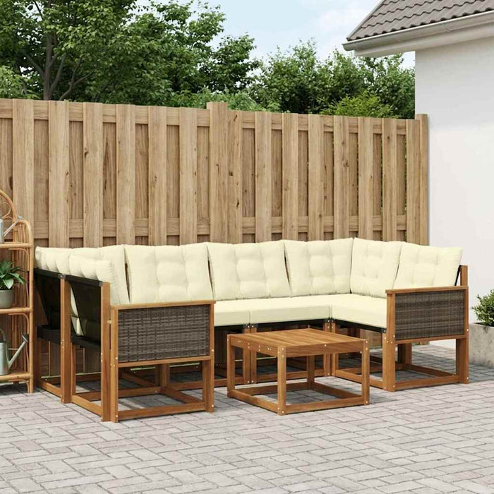 Set de canapele de exterior cu pernă 7 pcs Natural și Crem WALTI
