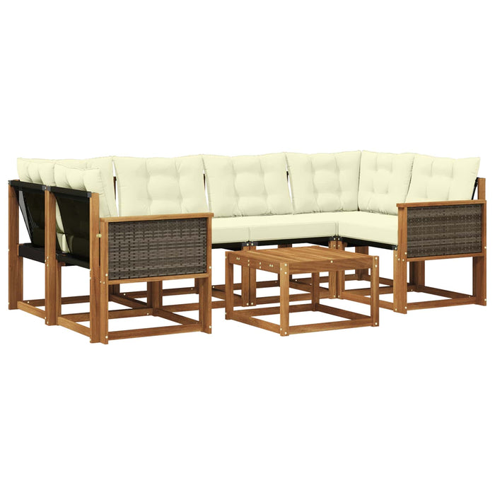 Set de canapele de exterior cu pernă 7 pcs Natural și Crem WALTI