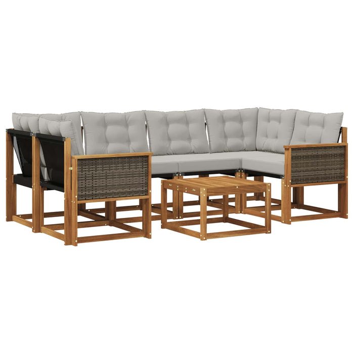 Set de canapele de exterior 7 pcs Natural și gri deschis WALTI