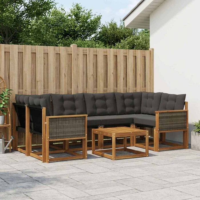 Set de canapele de exterior cu pernă 7 pcs Natural și Negru WALTI